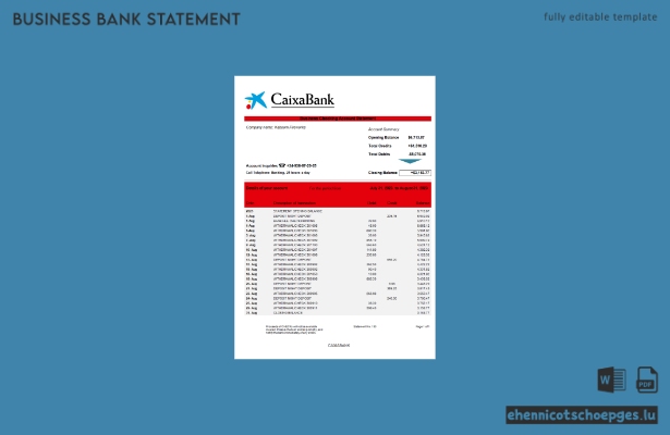 CAIXABANK Firmenkontoauszug (Word- und PDF-Beispiel)